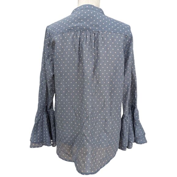 Trovata Birds Of Paradis Polka Dot Blouse Bell Flare Women's Size M Light Blue - Picture 2 of 10